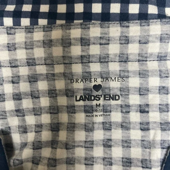 Lands End Navy & White Gingham V‑Neck Women’s Stretch Dress - Picture 9 of 9